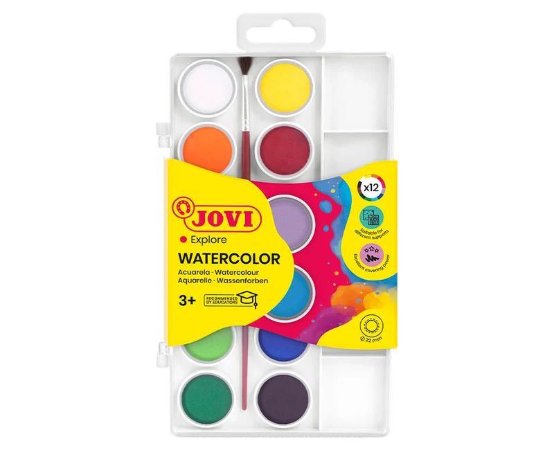 JOVI vodene boje ø 22 mm – 12 kom s kistom