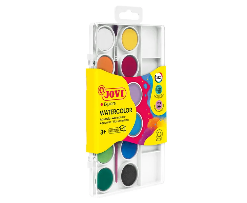 JOVI vodne barve ø 22 mm – 12 kosov s čopičem