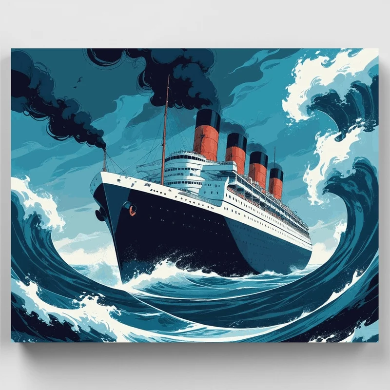 Ocean Liner in Stormy Seas - Paint by Numbers Kit
