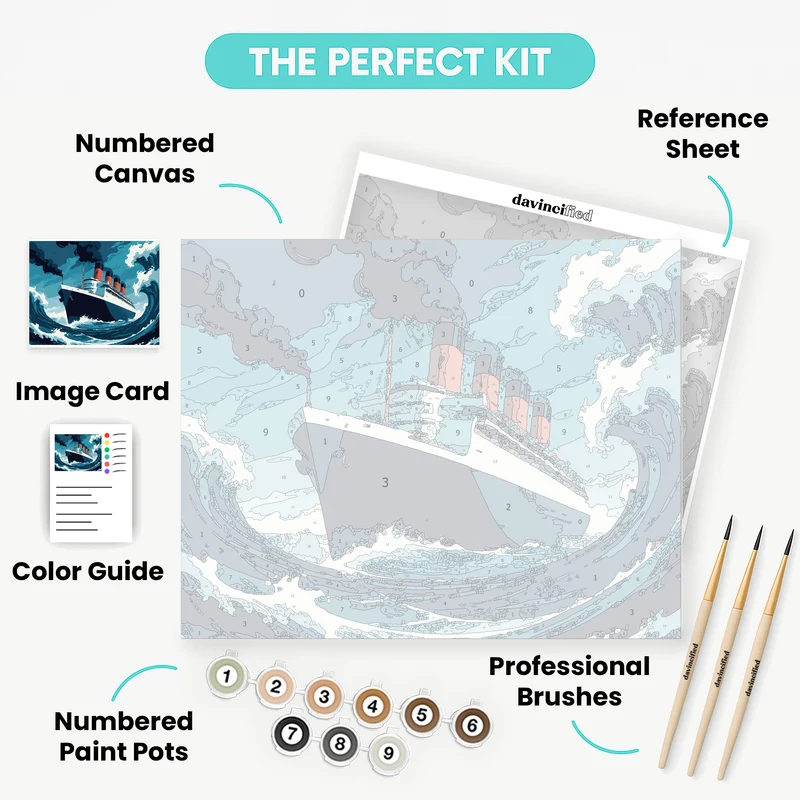 Ocean Liner in Stormy Seas - Paint by Numbers Kit