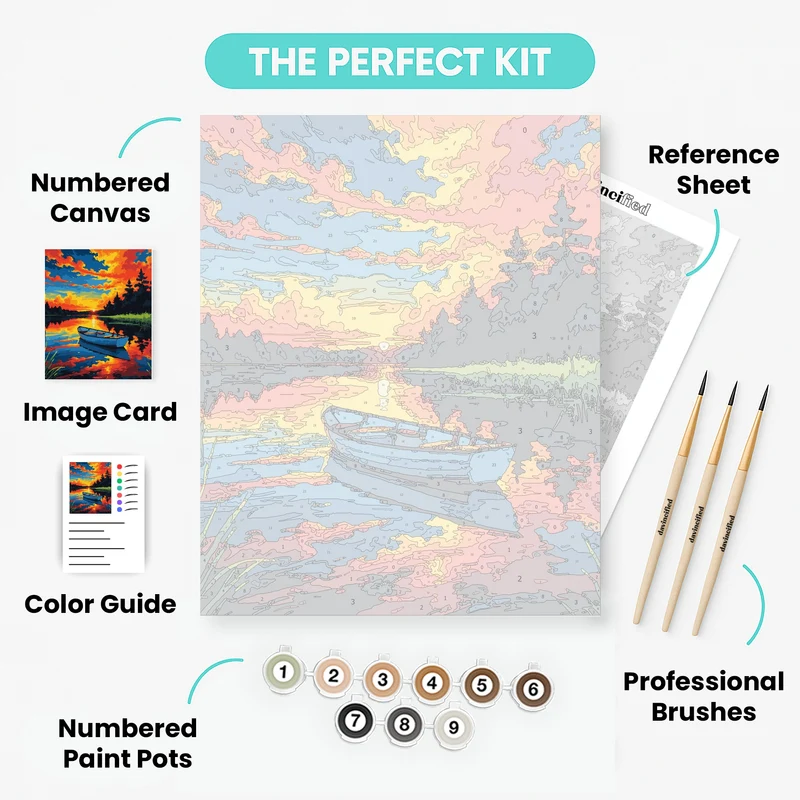 Sunset Lake Boat - Paint by Numbers Kit