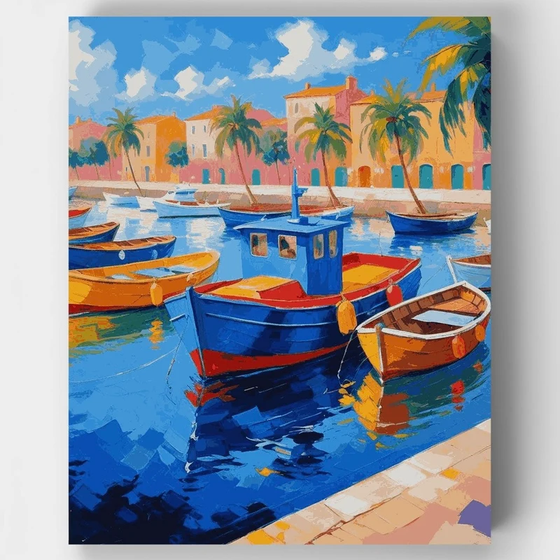 Mediterranean Fishing Village - Paint by Numbers Kit