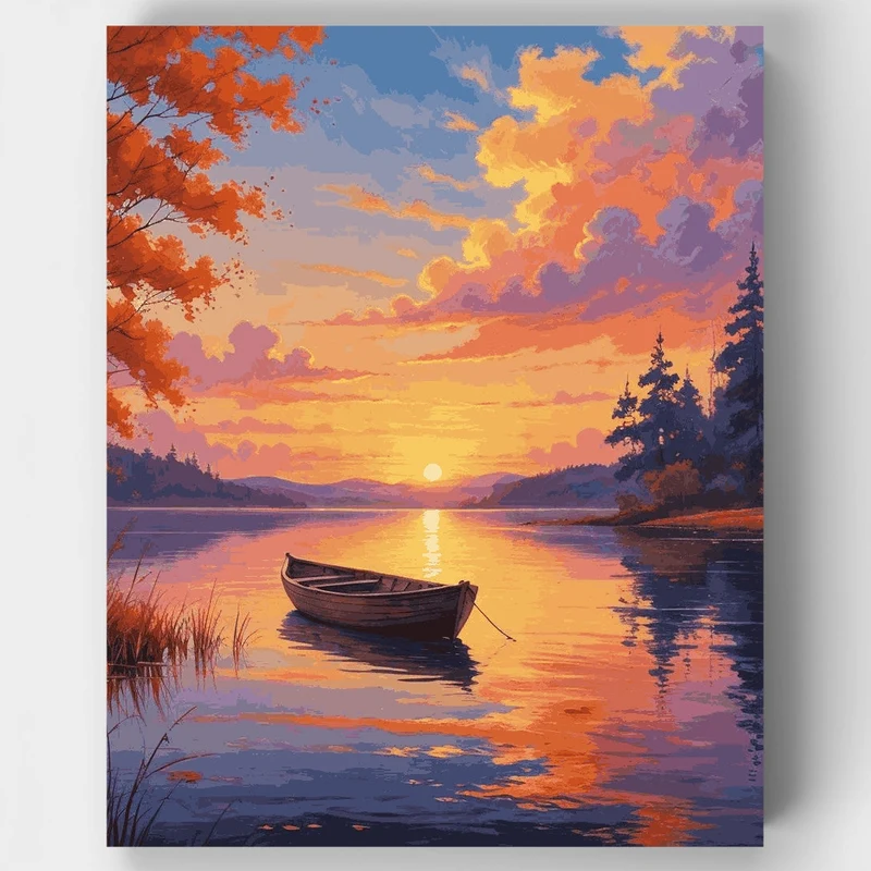 Tranquil Lake Rowboat - Paint by Numbers Kit