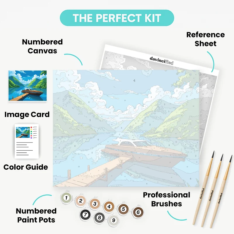 Mountain Lake Yacht - Paint by Numbers Kit