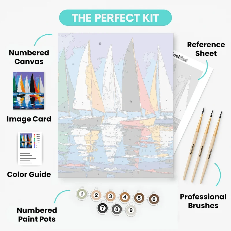 Colorful Sailing Fleet - Paint by Numbers Kit