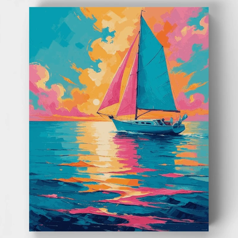 Tropical Sailboat Paradise - Paint by Numbers Kit