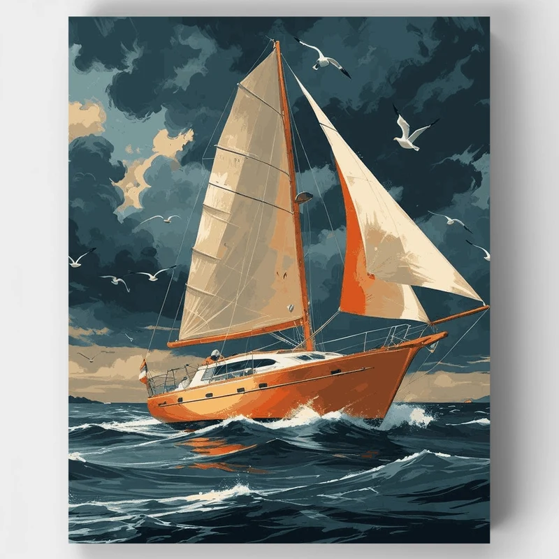 Stormy Seas Sailboat - Paint by Numbers Kit
