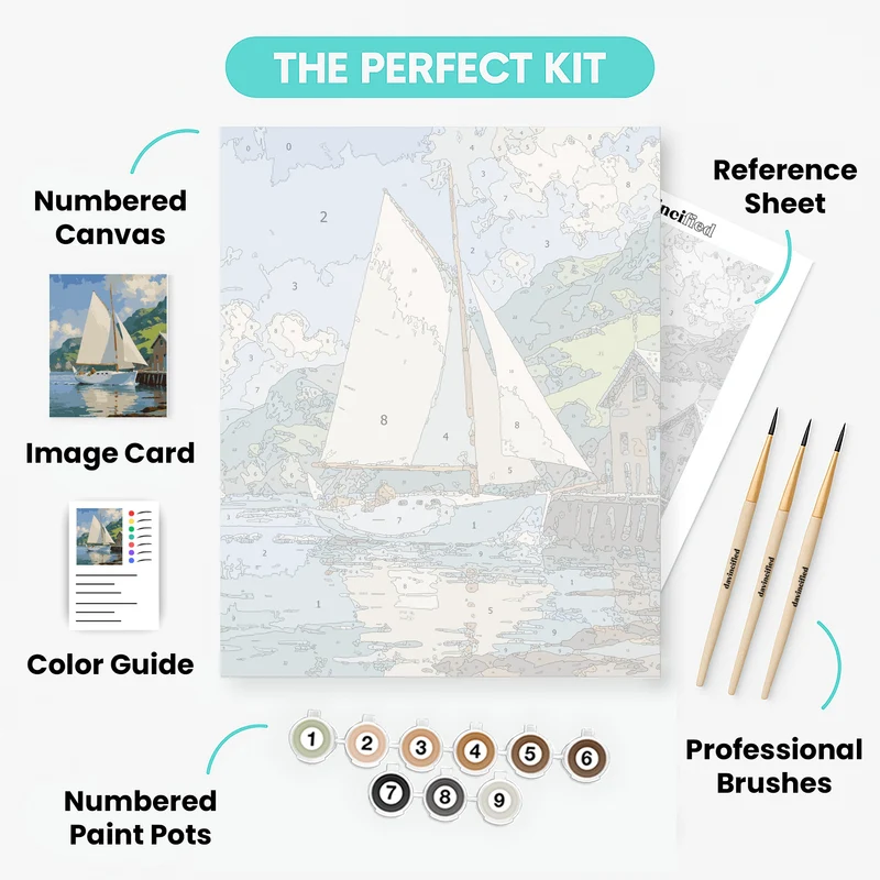 Coastal Sailboat Haven - Paint by Numbers Kit