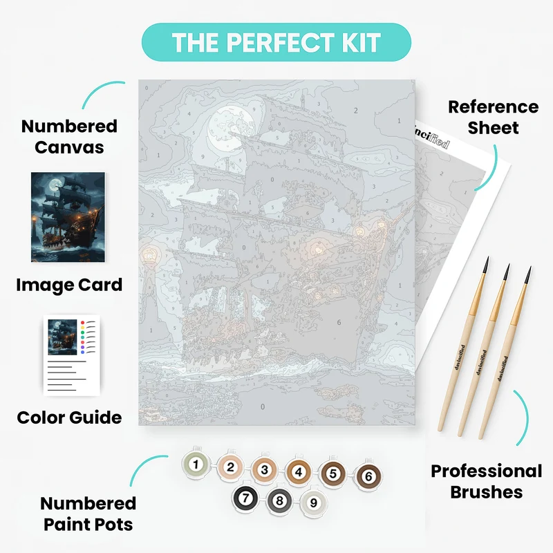 Ghostly Pirate Ship - Paint by Numbers Kit