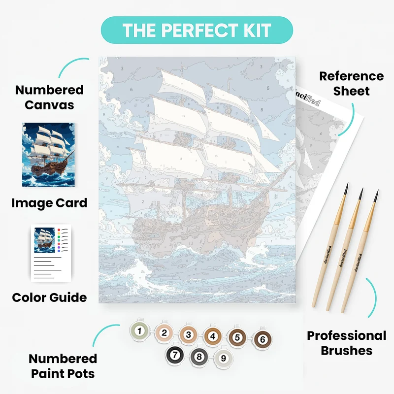 Galleon in Turbulent Seas - Paint by Numbers Kit