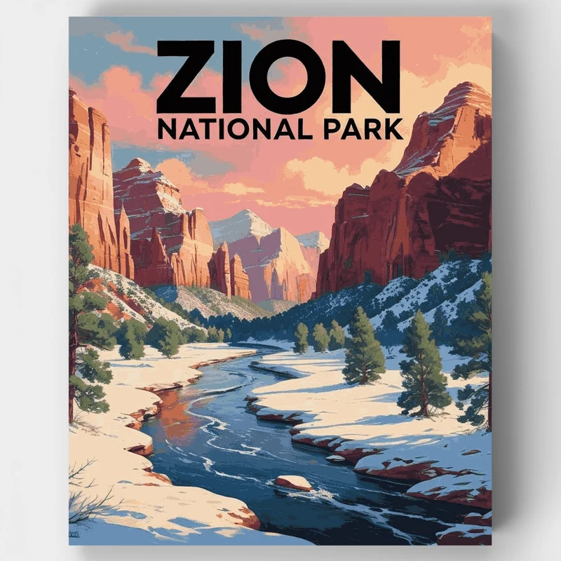 Zion National Park Winter - Paint by Numbers Kit