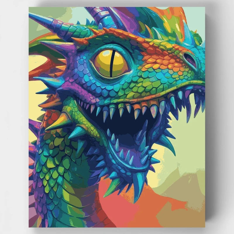 Iridescent Dragon Portrait - Paint by Numbers Kit