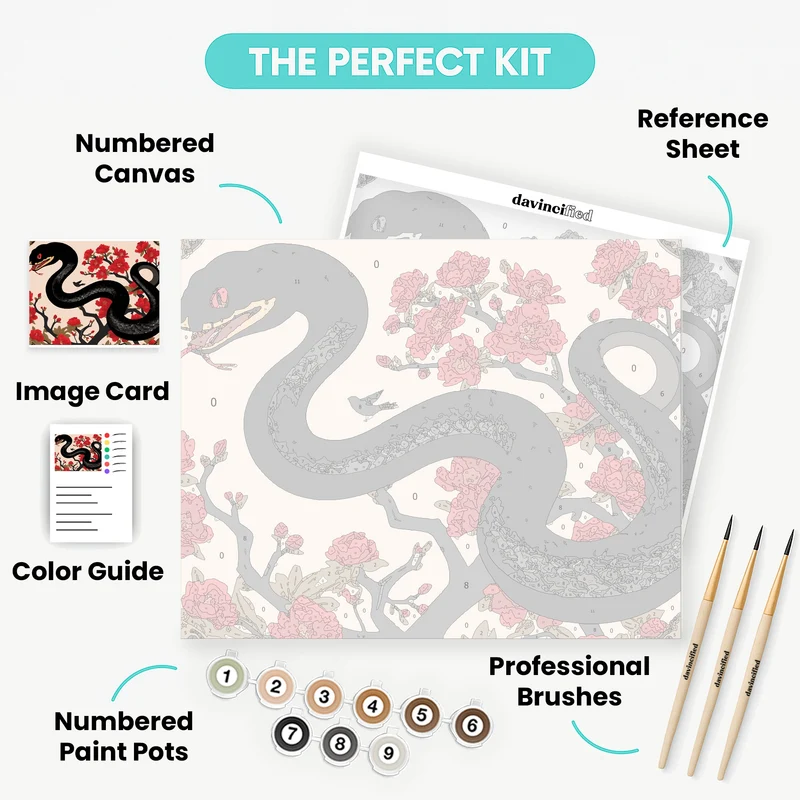 Mystic Snake and Cherry Blossoms - Paint by Numbers Kit
