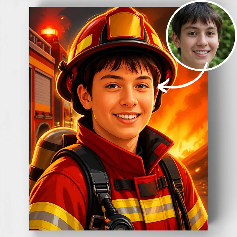 Brave Firefighter - Custom Paint by Numbers Kit
