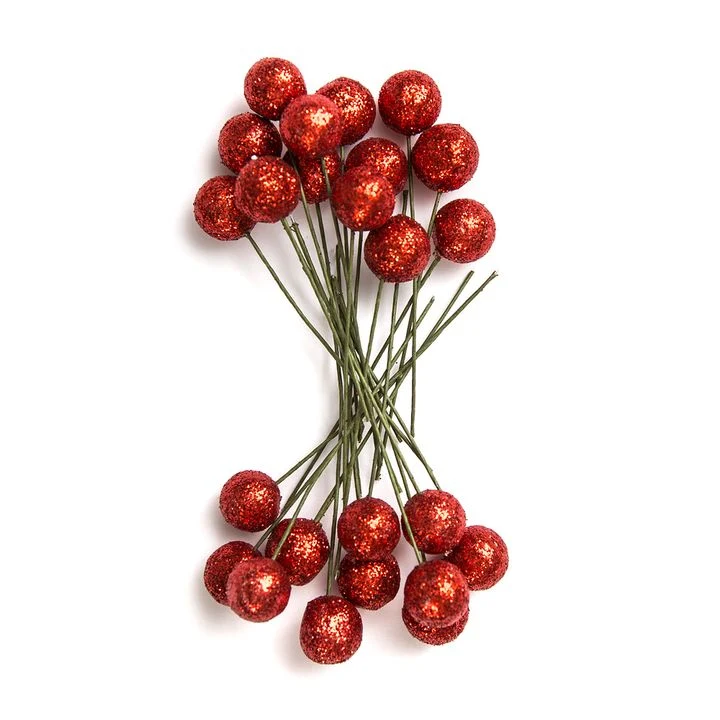 Bacche di agrifoglio decorative 24 pezzi