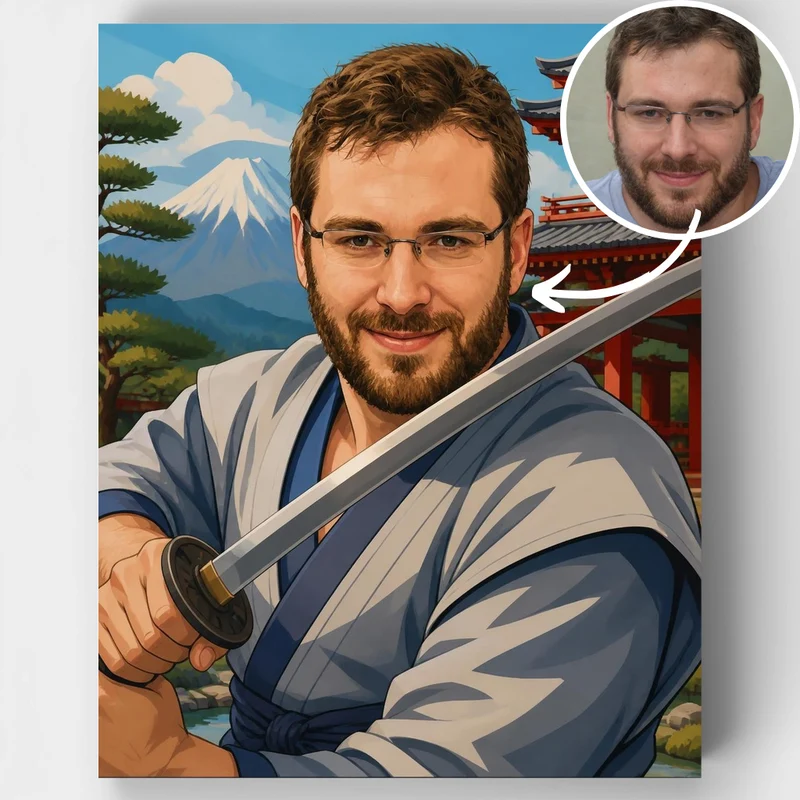 Samurai at Japanese Temple - Custom Paint by Numbers Kit