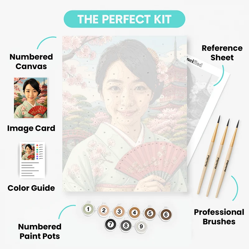 Geisha in Japanese Garden - Custom Paint by Numbers Kit