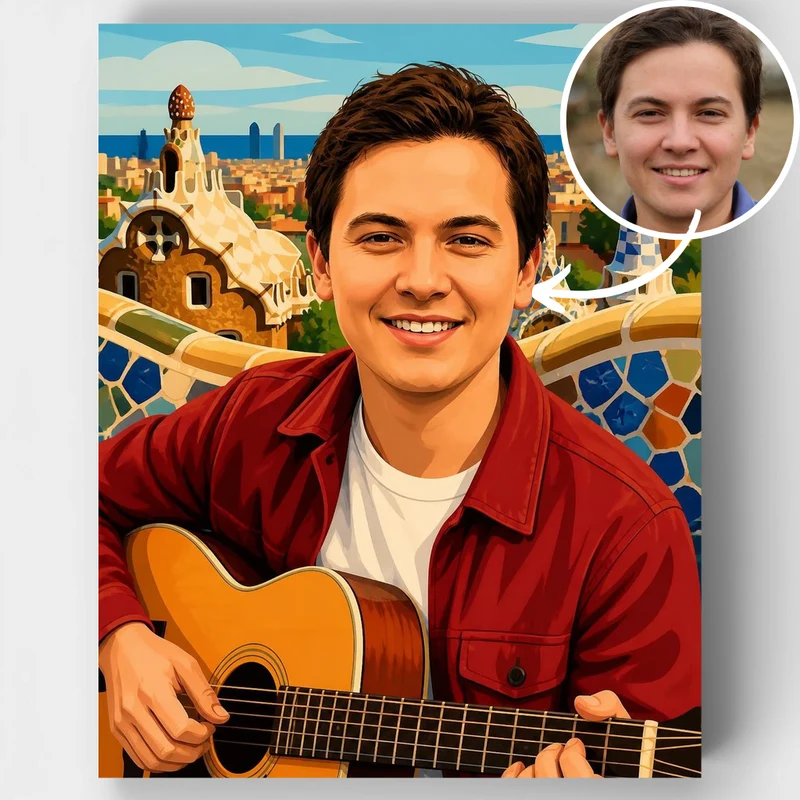 Musician in Barcelona - Custom Paint by Numbers Kit