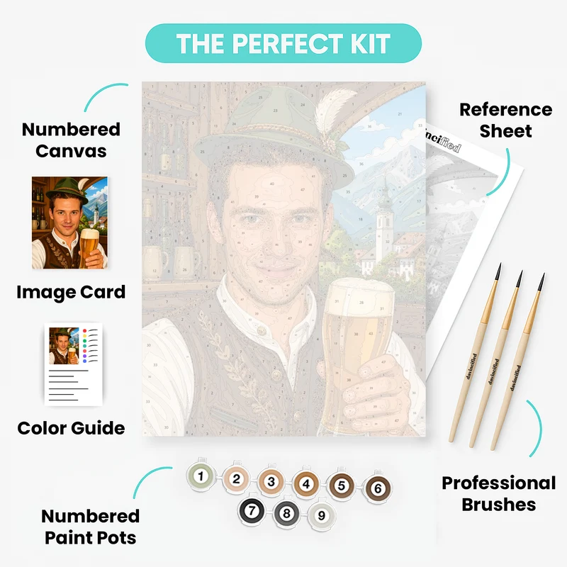 Bavarian Beer Server - Custom Paint by Numbers Kit