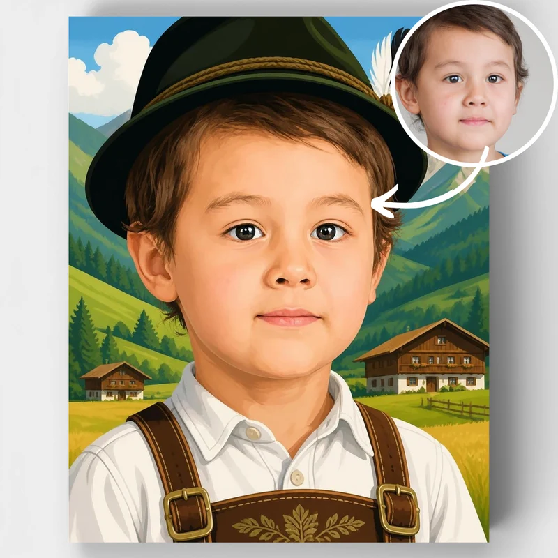 Alpine Meadow Boy - Custom Paint by Numbers Kit