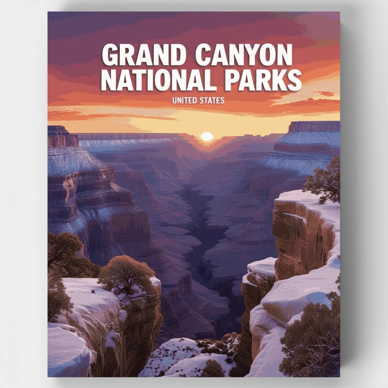 Winter Sunset at Grand Canyon - Paint by Numbers Kit