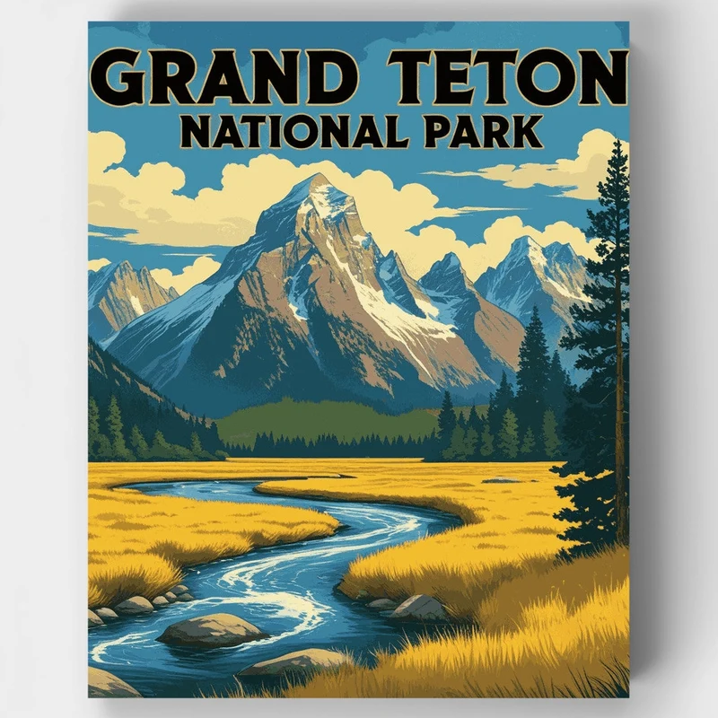 Majestic Grand Teton Wilderness - Paint by Numbers Kit
