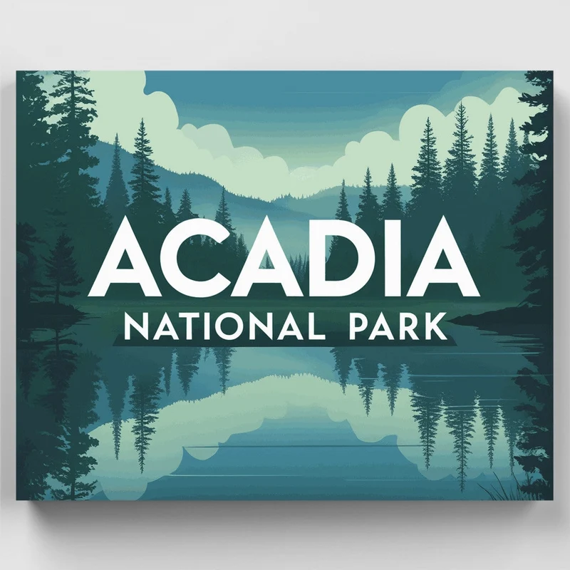 Misty Acadia Lake - Paint by Numbers Kit