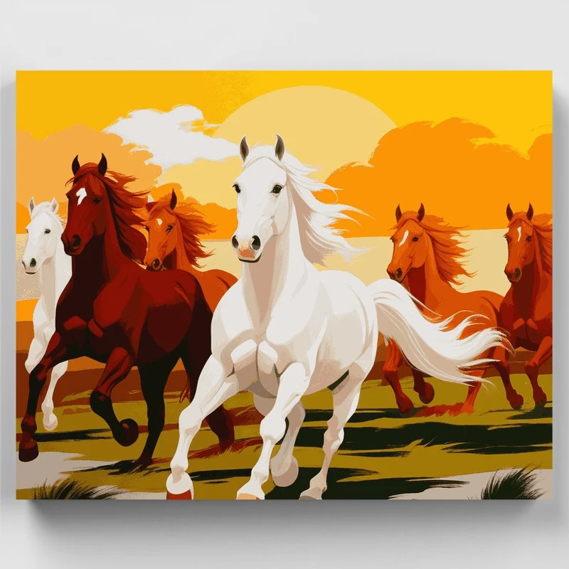 Wild Horses at Sunset - Paint by Numbers Kit