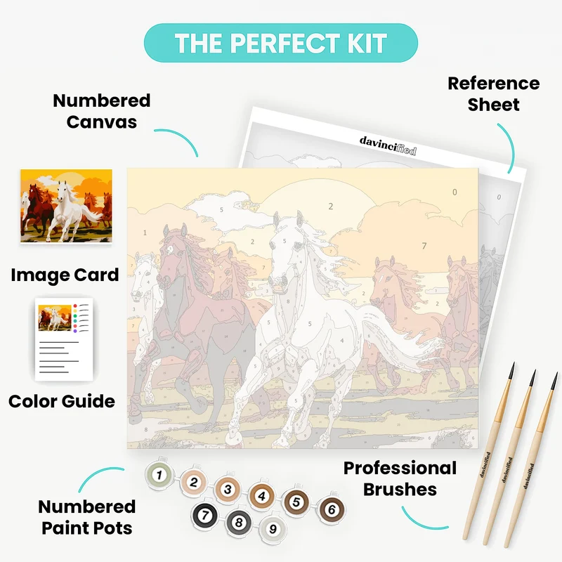 Wild Horses at Sunset - Paint by Numbers Kit