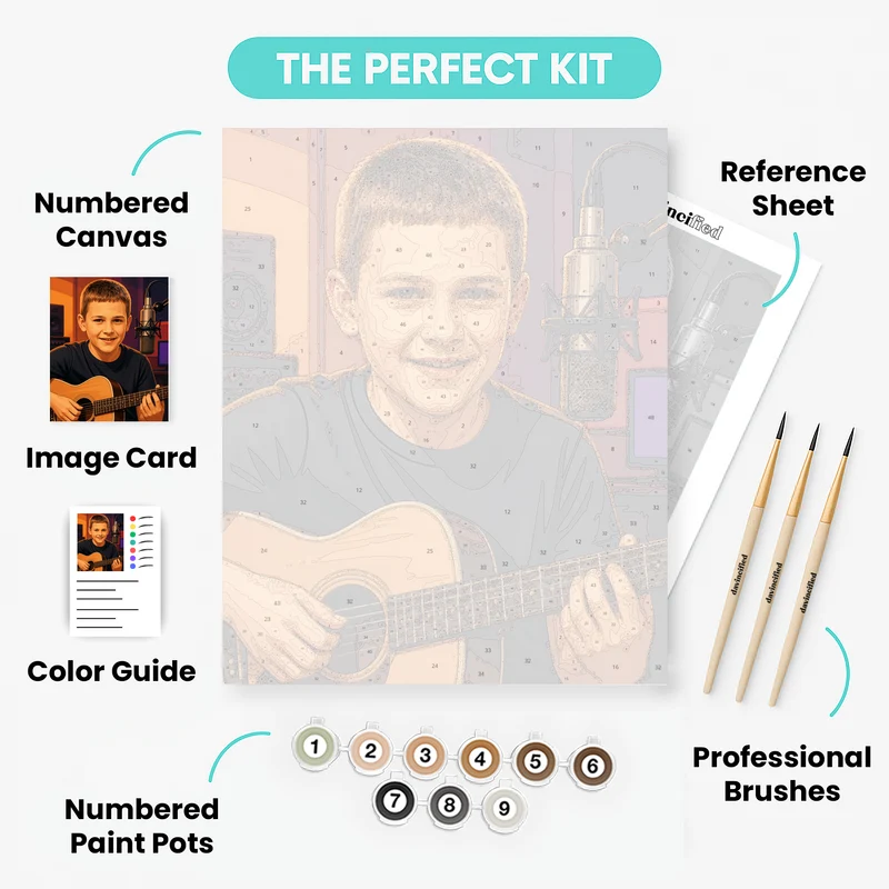 Young Musician in Studio - Custom Paint by Numbers Kit