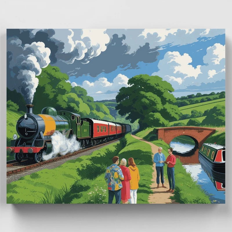 Canal Side Steam Train - Paint by Numbers Kit
