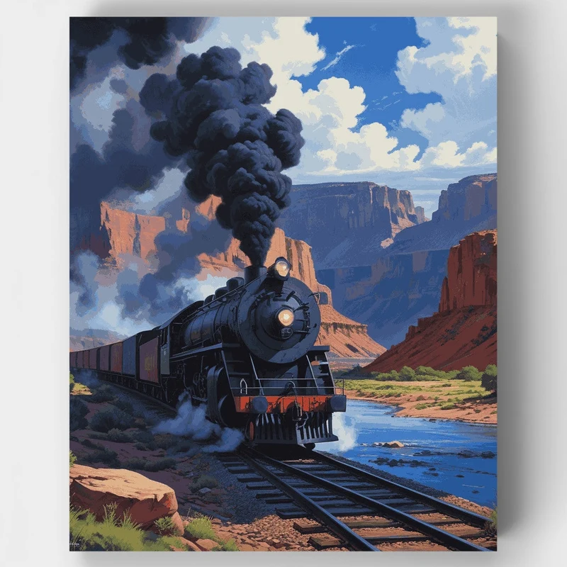 Steam Train in Canyon - Paint by Numbers Kit