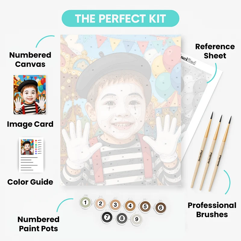 French Mime at Carnival - Custom Paint by Numbers Kit
