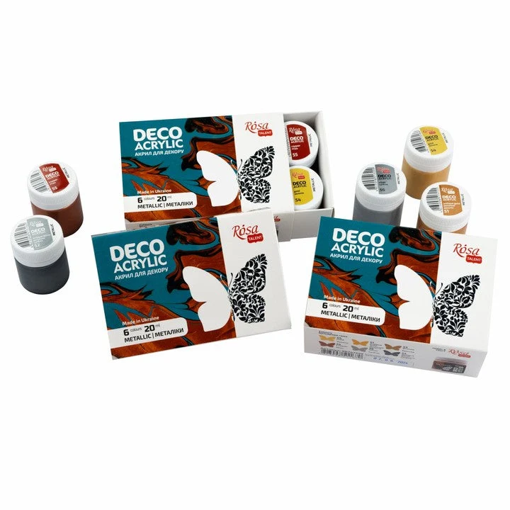 Colori acrilici metallizzati per decorazioni, 6x20ml ROSA TALENT