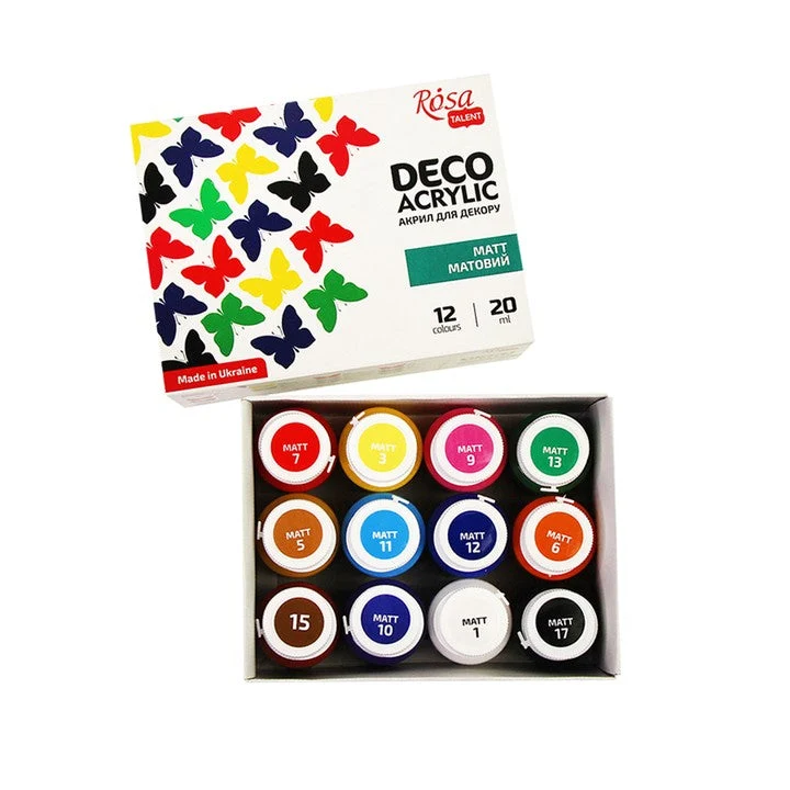 Set di colori acrilici opachi per decorazioni, 12x20ml ROSA TALENT