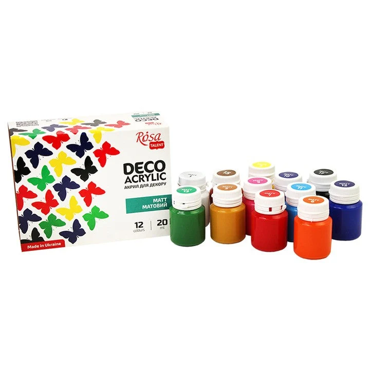 Set di colori acrilici opachi per decorazioni, 12x20ml ROSA TALENT
