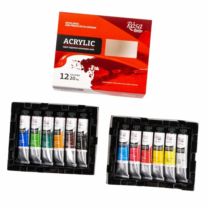 Set di colori acrilici ROSA STUDIO | 12x20 ml
