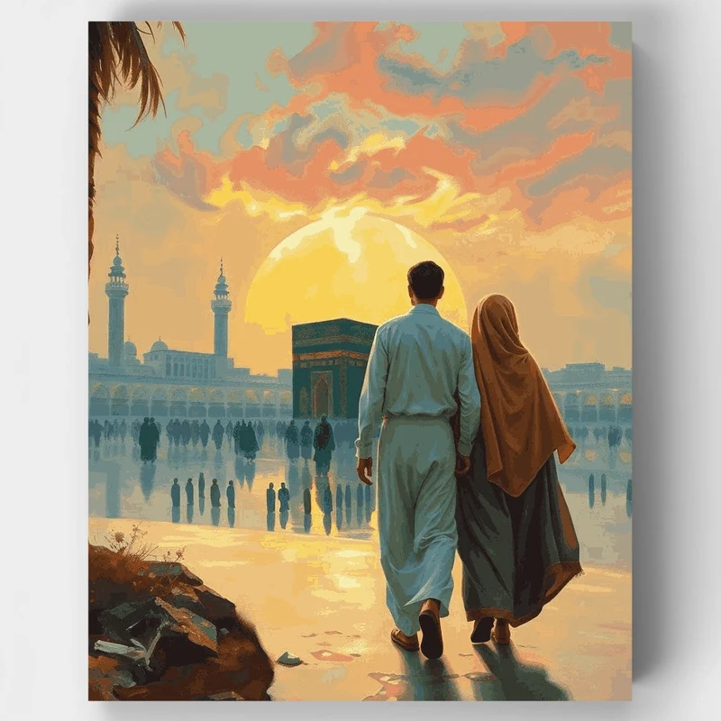 Sacred Sunset at Kaaba - Paint by Numbers Kit