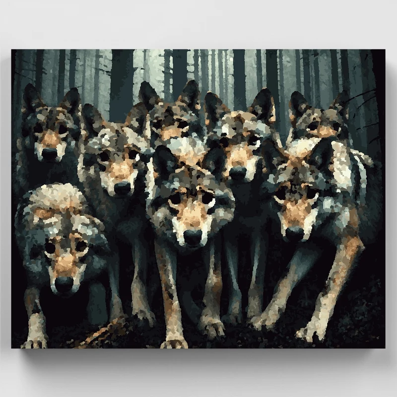 Stressed Wolves - Paint by Numbers Kit