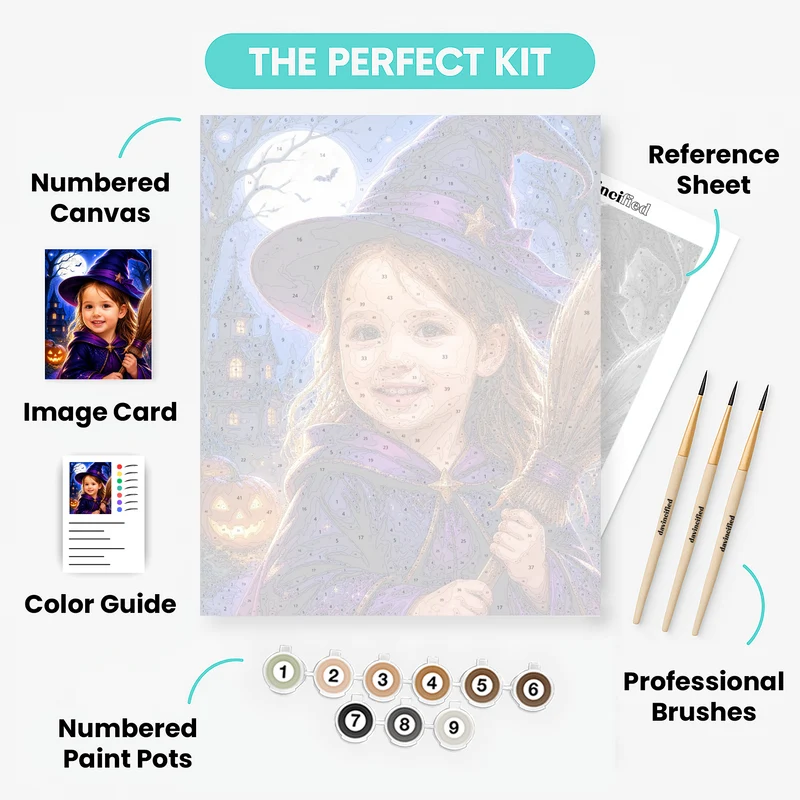 Witch on Halloween Night - Custom Paint by Numbers Kit