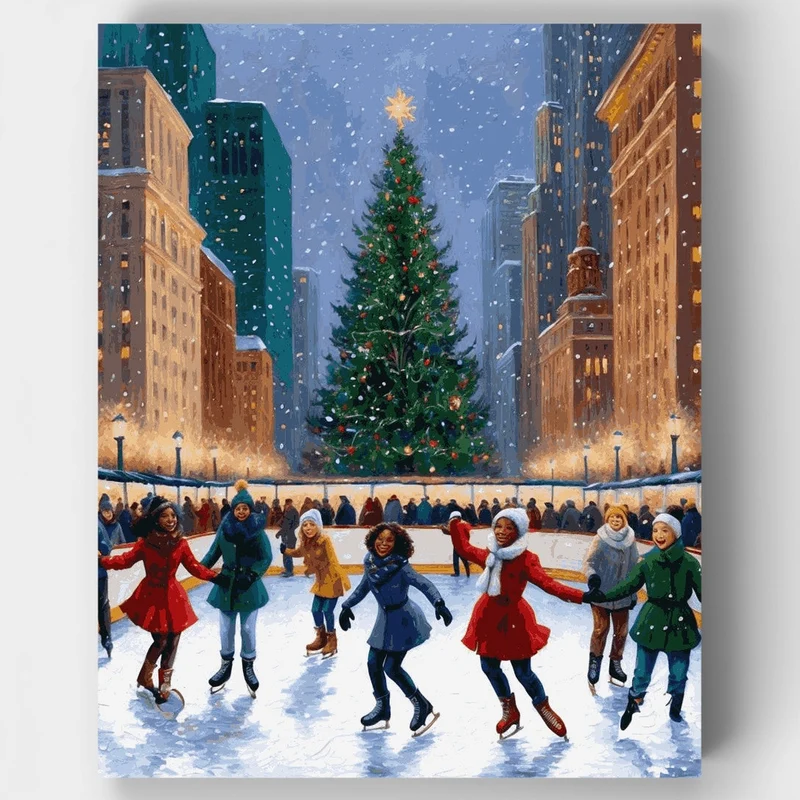 Winter Wonderland Ice Skating - Paint by Numbers Kit
