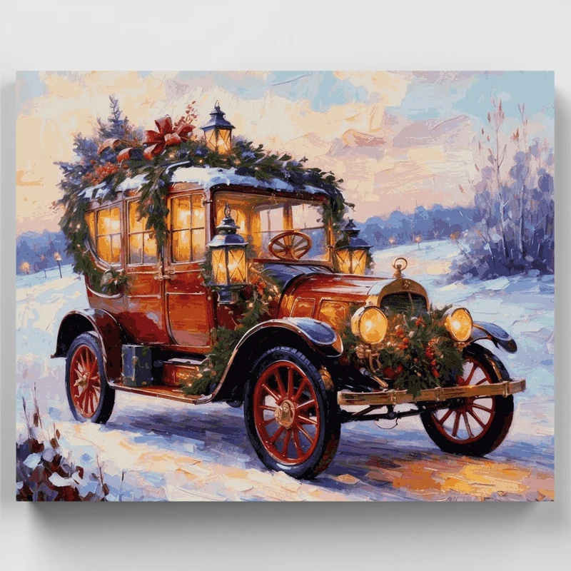 Vintage Christmas Car - Paint by Numbers Kit
