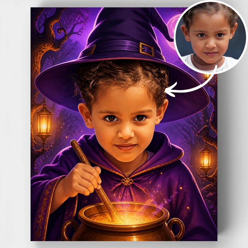 Young Witch in Enchanted Forest - Custom Paint by Numbers Kit