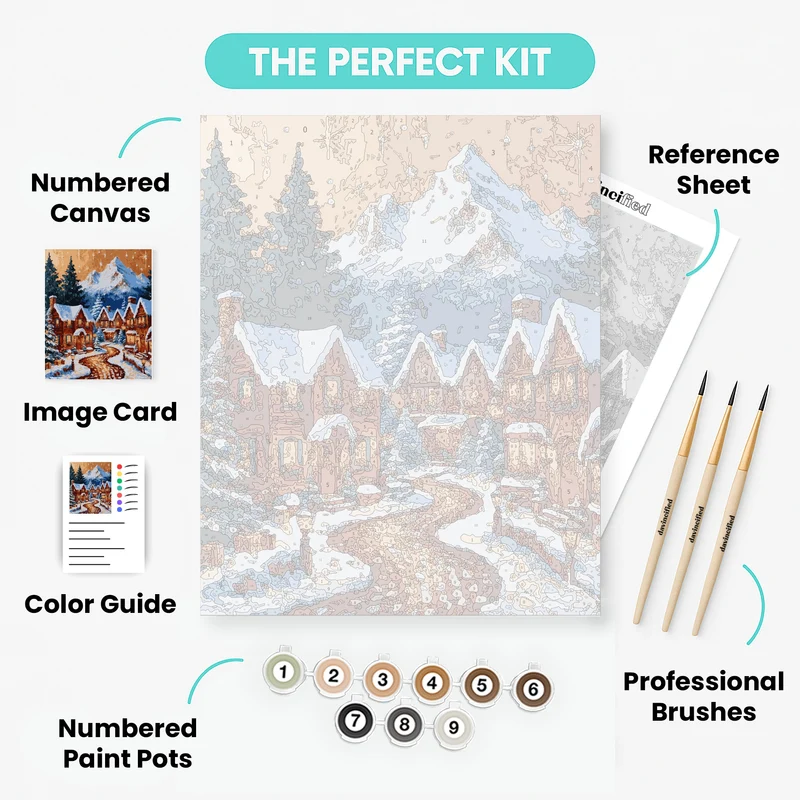 Winter Mountain Village - Paint by Numbers Kit