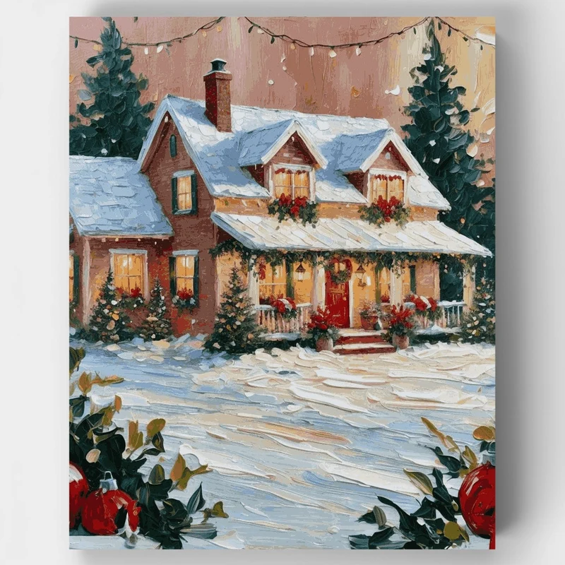 Cozy Christmas Cottage - Paint by Numbers Kit