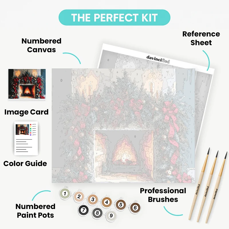 Cozy Christmas Fireplace - Paint by Numbers Kit