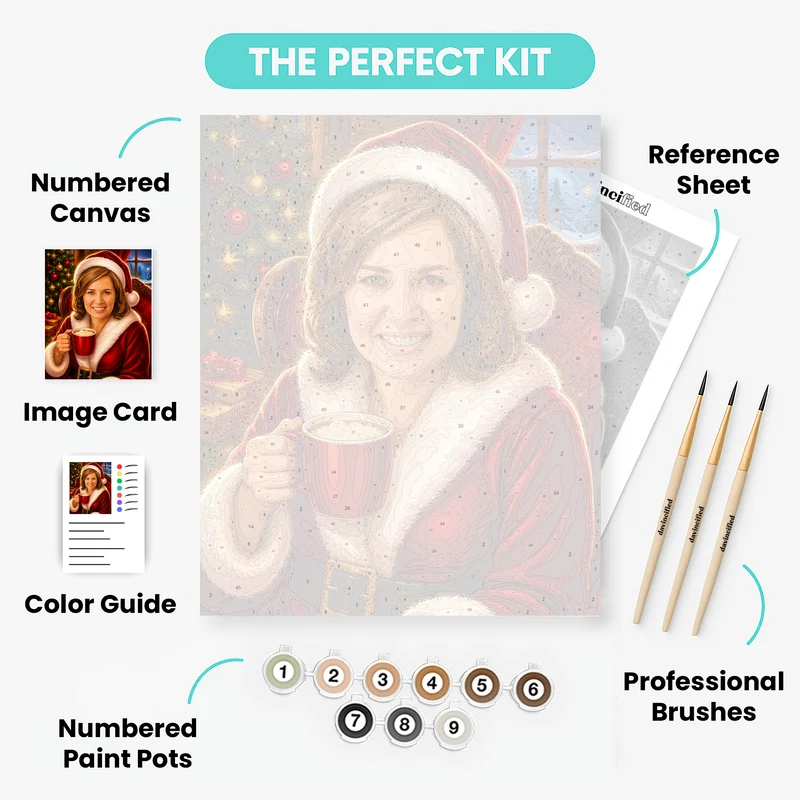 Christmas Santa Portrait - Custom Paint by Numbers Kit