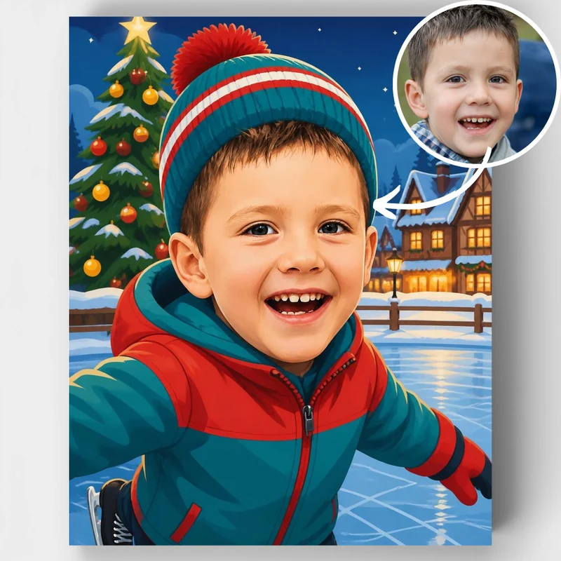 Joyful Christmas Skater - Custom Paint by Numbers Kit