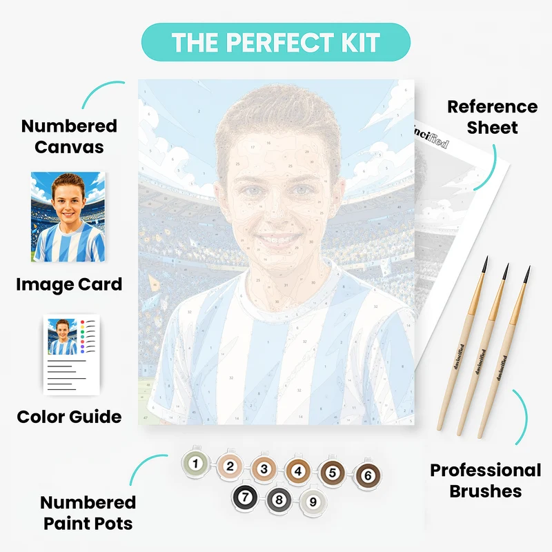 Blue Stripes Soccer Legend - Custom Paint by Numbers Kit