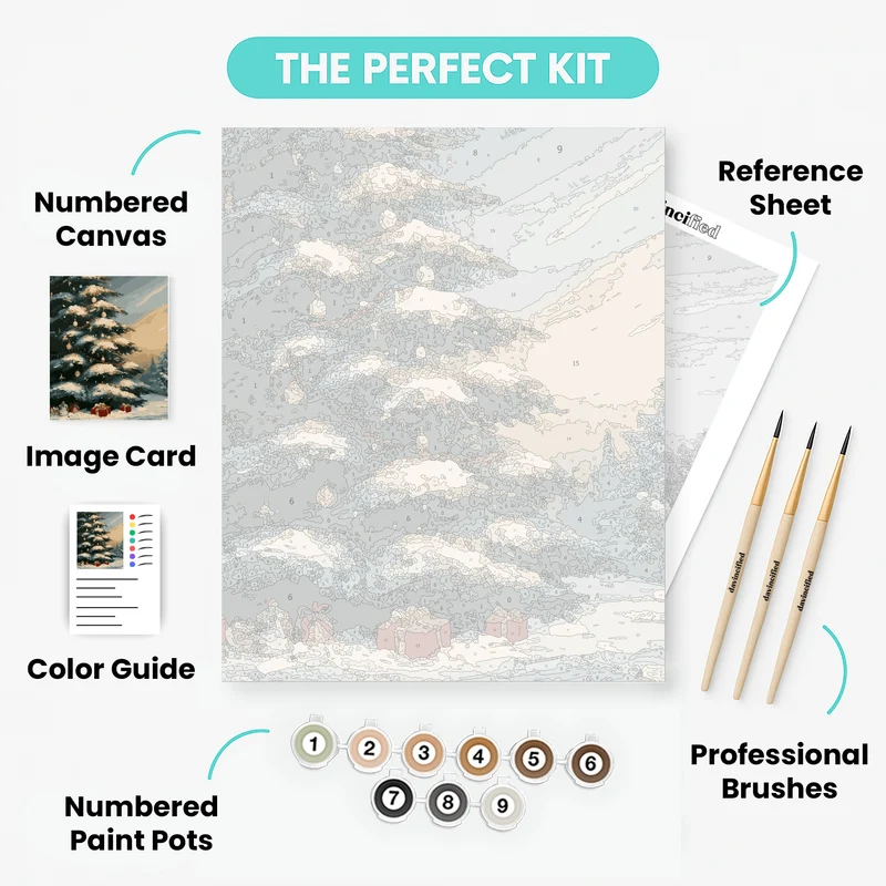 Snowy Christmas Tree - Paint by Numbers Kit